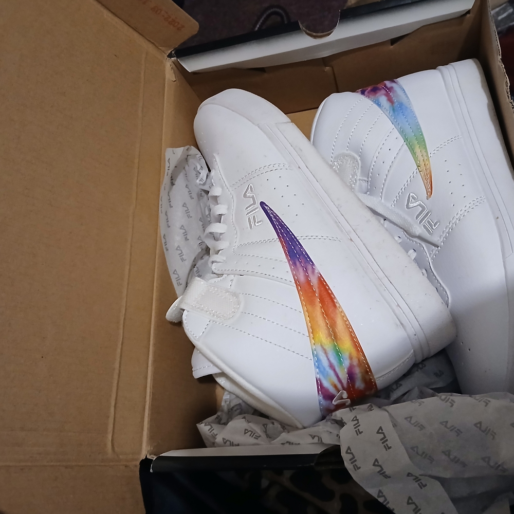Fila White Sneakers with Rainbow Detail